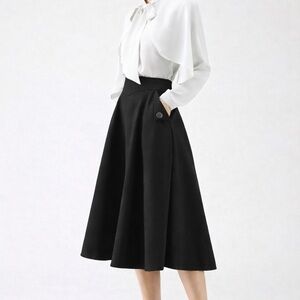 Chicwish Women's Classic Simplicity blue A-line midi skirt with side pocket